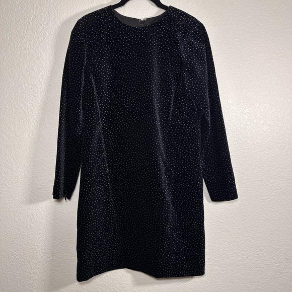 Theory Black Polkadot Mini Velvet Dress - Picture 2 of 8